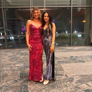 B. Darlin long Dillards dress size 5/6